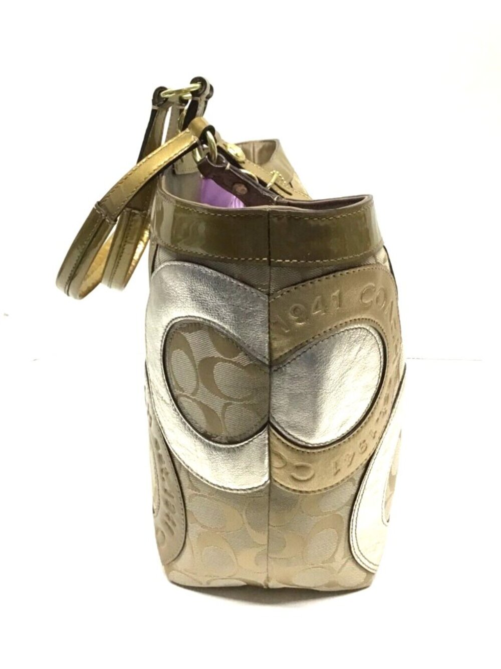 Coach Carly Tote F16180 Patchwork Embossed Metallic with Signature Tag - Picture 3 of 16